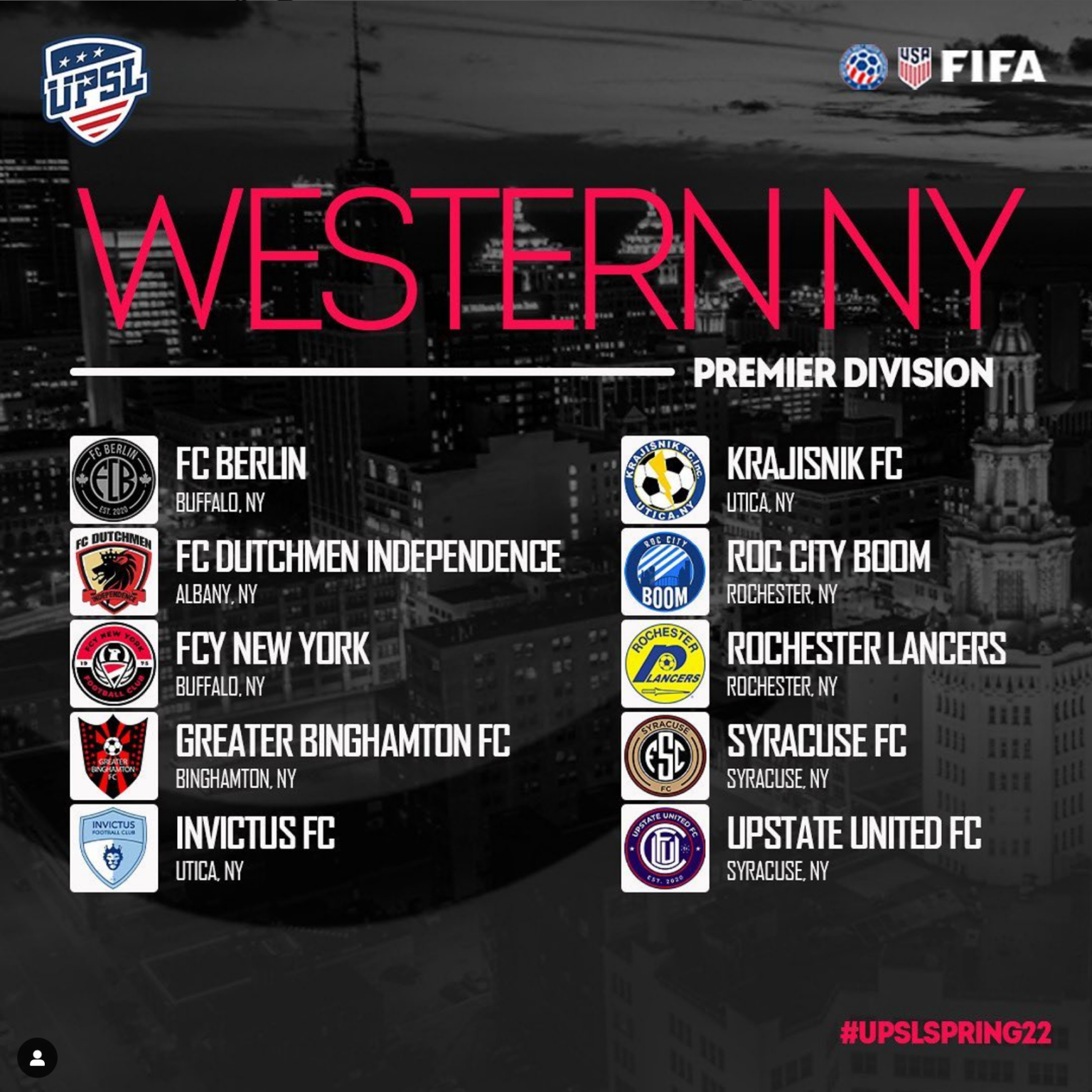 UPSL 2022 WNY Premier Division Schedule Released – FCY New York